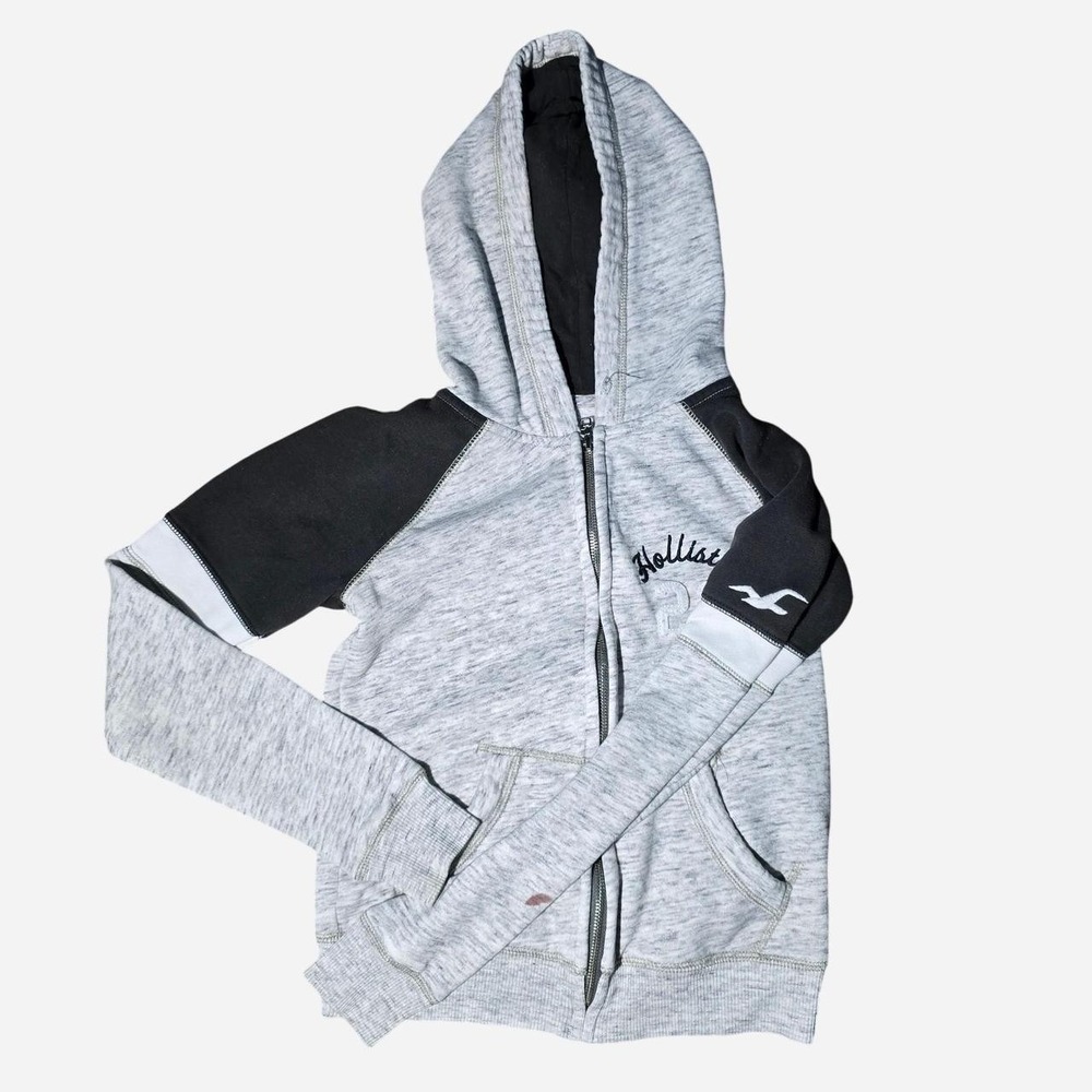 Hollister Xs Gray Zipper Hooded Sweater
